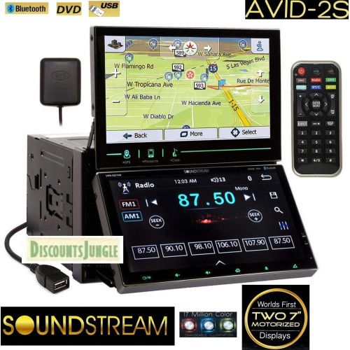  Soundstream AVID-2S Same as VRN-DD7HB Multimedia System Two Dual 7 Displays Double DIN Bluetooth car GPS NavigationDVDCDAMFM USBSD Stereo Receiver Glass wSmartSense Touchscre