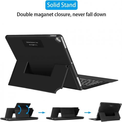  [아마존베스트]Sounwill ipad pro 12.9 Case with Keyboard Compatible for ipad pro 12.9 2015/2017, Ultra-Thin PU Leather Silicon Rugged Shock Keyboard Stand Case with Pencil Holder (Not Fit for 201