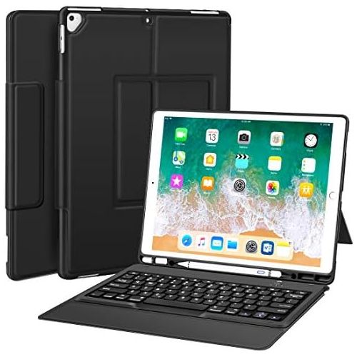  [아마존베스트]Sounwill ipad pro 12.9 Case with Keyboard Compatible for ipad pro 12.9 2015/2017, Ultra-Thin PU Leather Silicon Rugged Shock Keyboard Stand Case with Pencil Holder (Not Fit for 201