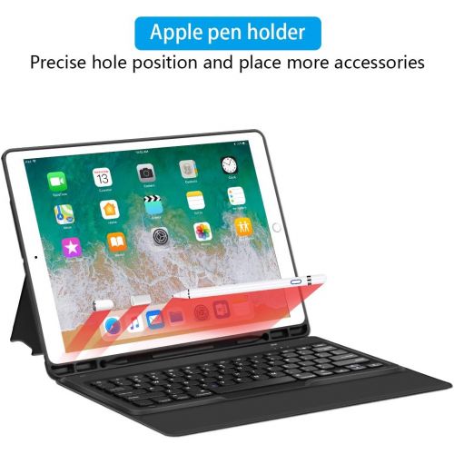  [아마존베스트]Sounwill ipad pro 12.9 Case with Keyboard Compatible for ipad pro 12.9 2015/2017, Ultra-Thin PU Leather Silicon Rugged Shock Keyboard Stand Case with Pencil Holder (Not Fit for 201