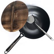 [아마존베스트]Souped Up Recipes Carbon Steel Wok for Electric, Induction and Gas Stoves (Lid, Spatula and User Guide Video Included)