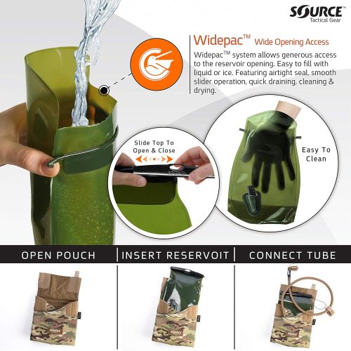  Source Hydration Pack 1 Liter Kangaroo with Molle Pouch Webbing for Easy Attachment to Tactical Vest or War Belt - Closed Cell Insulation Keeps Water Cool, Coyote