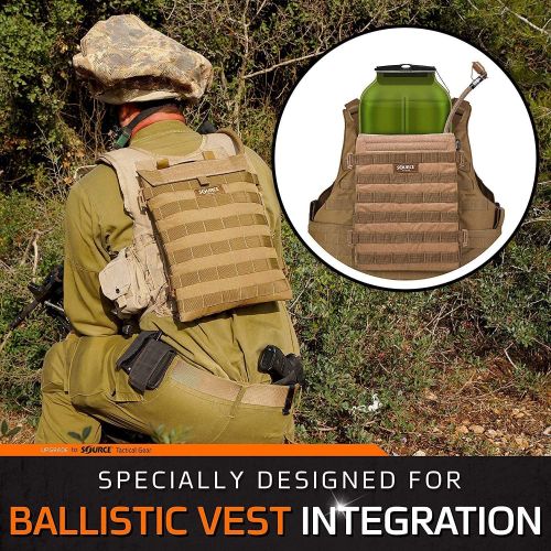  Source Hydration Pack 1 Liter Kangaroo with Molle Pouch Webbing for Easy Attachment to Tactical Vest or War Belt - Closed Cell Insulation Keeps Water Cool, Coyote