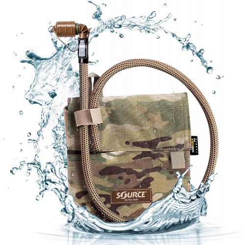  Source Hydration Pack 1 Liter Kangaroo with Molle Pouch Webbing for Easy Attachment to Tactical Vest or War Belt - Closed Cell Insulation Keeps Water Cool, Coyote