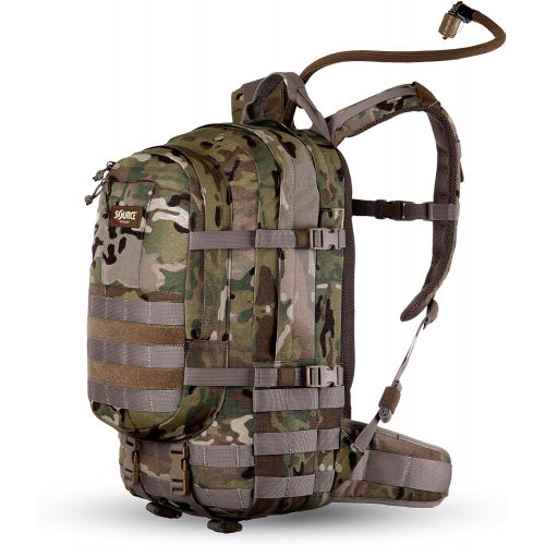  Source Tactical Assault 20L Hydration Backpack - Includes 3L WLPS Low Profile Hydration Bladder - High-Flow Storm Drinking Valve - Molle Webbing, Multicam