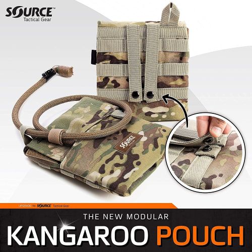  Source Hydration Pack 1 Liter Kangaroo with Molle Pouch Webbing for Easy Attachment to Tactical Vest or War Belt - Closed Cell Insulation Keeps Water Cool