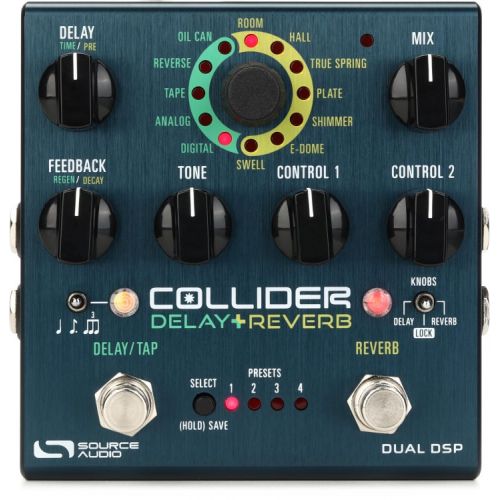  Source Audio Collider Stereo Delay+Reverb Pedal and Cable Bundle