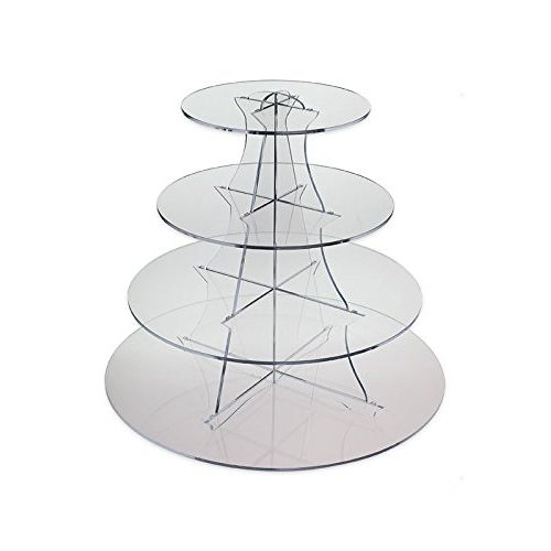  SourceOne Source One Large 16 Inch 4 Tier Full Circle Riser Display Stand Cup Cakes, Figurines Etc. - Clear