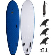 South Bay Board Co. Premium Surfboards for Beginners (7, 8, and 88) Wax-Free Soft-Top Foam Surfboard with 3 Thruster Fins, Fin Key, and Leash  Custom Beginner Shape for Easier, Better Surfing for Adu