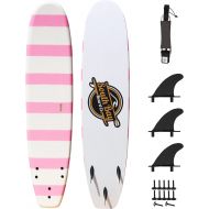 South Bay Board Co. Beginner Surfboard (Soft Top Foam) for Kids, Teenagers & Lightweight Adults-6 & 8 Guppy-with 3 Rounded-Edge Soft-Top Surfboard Fins (Thruster Set)