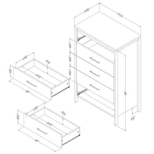  South Shore Gravity 5-Drawer Chest, Rustic Oak