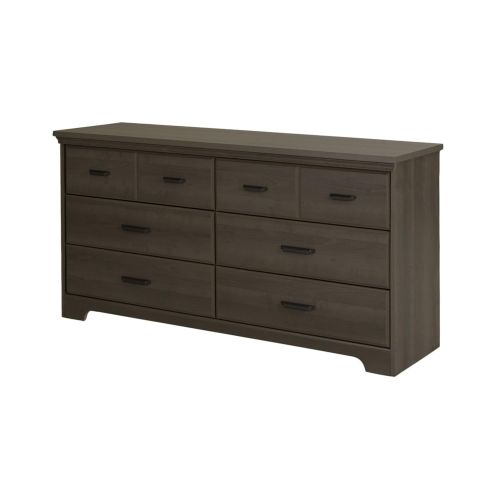  South Shore Versa Collection 6-Drawer Double Dresser, Gray Maple with Antique Handles