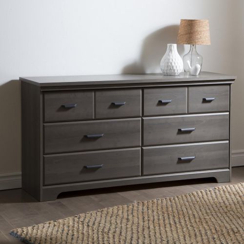  South Shore Versa Collection 6-Drawer Double Dresser, Gray Maple with Antique Handles