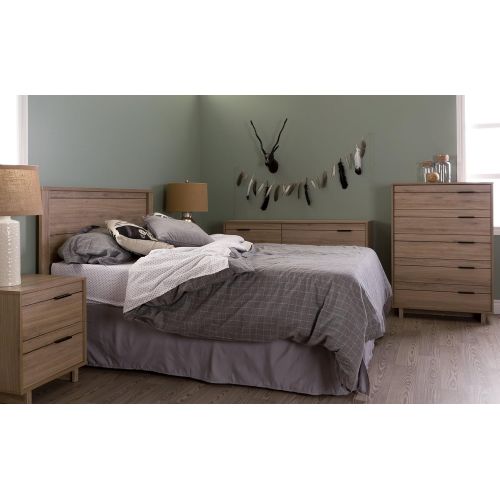  South Shore Fynn 6-Drawer Double Dresser, Rustic Oak with Metal Handles