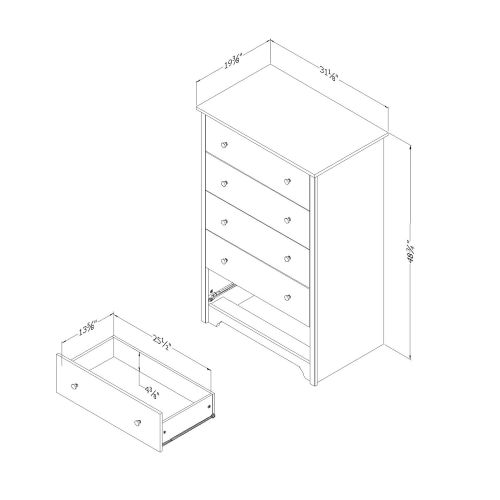  South Shore Vito 5-Drawer Chest, Soft Gray