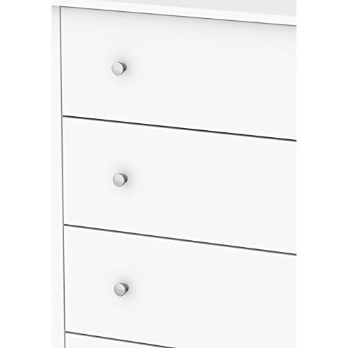  South Shore Vito Collection 5-Drawer Dresser, Pure White with Matte Nickel Handles