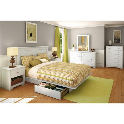  South Shore Vito Collection 5-Drawer Dresser, Pure White with Matte Nickel Handles
