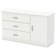 South Shore Libra 3-Drawer Dresser with Cabinet Door, Pure White