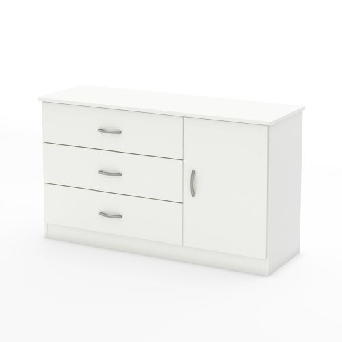  South Shore Libra 3-Drawer Dresser with Cabinet Door, Pure White