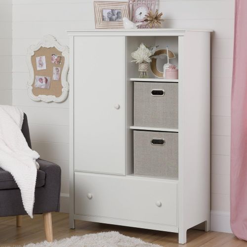  South Shore Cotton Candy Armoire with Drawer, Pure White