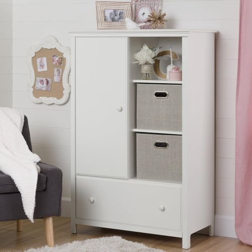  South Shore Cotton Candy Armoire with Drawer, Pure White