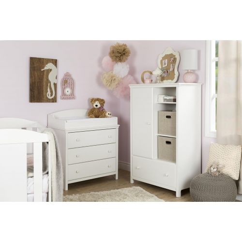  South Shore Cotton Candy Armoire with Drawer, Pure White