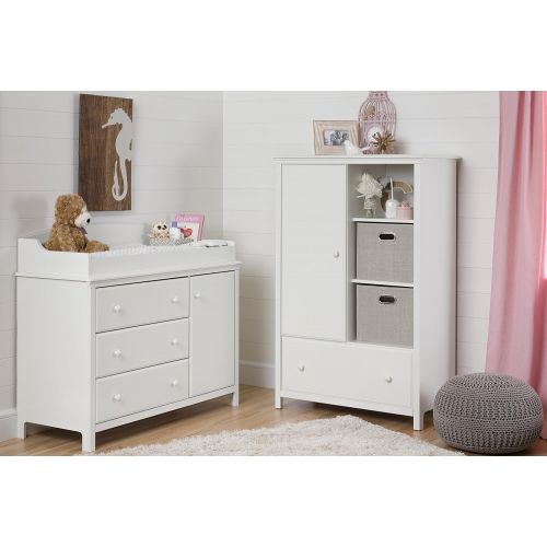  South Shore Cotton Candy Armoire with Drawer, Pure White