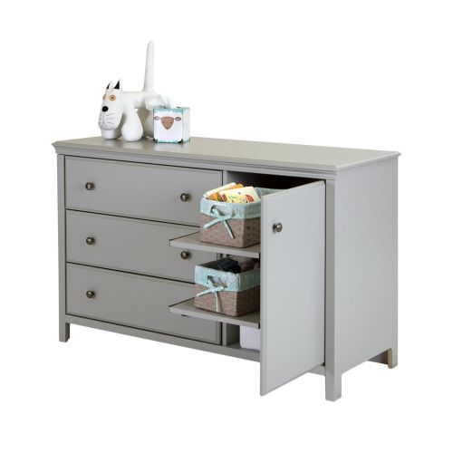  South Shore Cotton Candy Changing Table with Removable Changing Station, Soft Gray