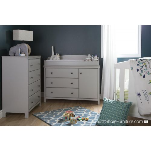  South Shore Cotton Candy Changing Table with Removable Changing Station, Soft Gray