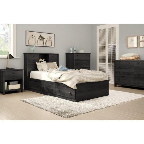  South Shore Little Smileys Twin Bookcase Headboard (39) with Sliding Doors, Espresso