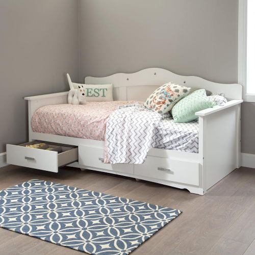  South Shore Tiara Kids Twin Daybed with 3 Storage Drawers, Pure White