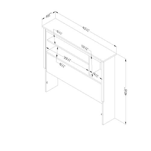  South Shore 10579 39 Reevo Bookcase Headboard, Twin, Soft Gray