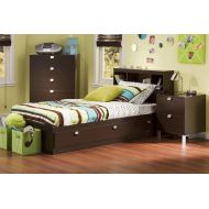 South Shore Cakao Kids 3-Piece Bedroom Set with Bookcase Headboard, Twin, Chocolate