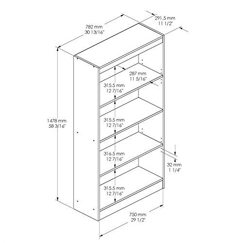  South Shore Axes 4-Shelf Bookcase with Prisms Otto Graff Decals, Pure White