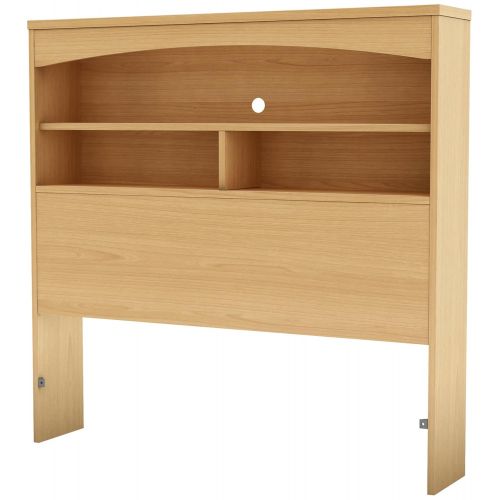  South Shore Step One Bookcase Headboard with Shelf Storage, Twin 39-inch, Natural Maple