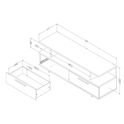  South Shore 4337677 Reflekt Stand-Fits TVs Up to 60 Wide  Gray Oak