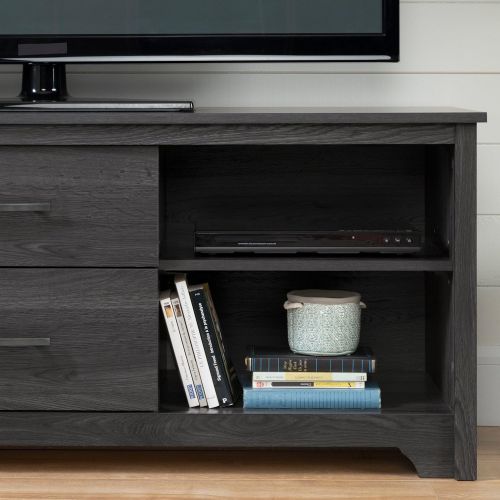  South Shore 11839 Fusion TV Stand with Drawers, Gray Oak