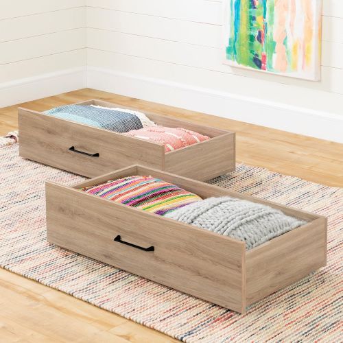  South Shore 11028 Fakto Set of 2 Drawers on Wheels, Rustic Oak