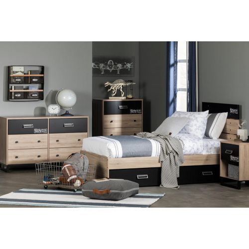  South Shore 11023 Induzy Set of 2 Drawers on Wheels Rustic Oak and Matte Black