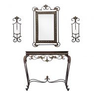 Southern Enterprises, Inc. Leland Mirror, Sconce and Console Table in Aged Bronze