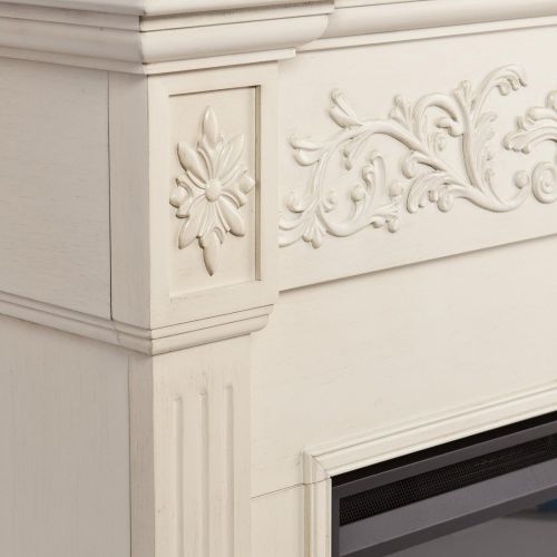  Southern Enterprises Calvert Carved Electric Fireplace in Ivory
