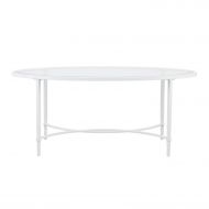 Southern Enterprises Quinton Glass Oval Cocktail Table, White Finish