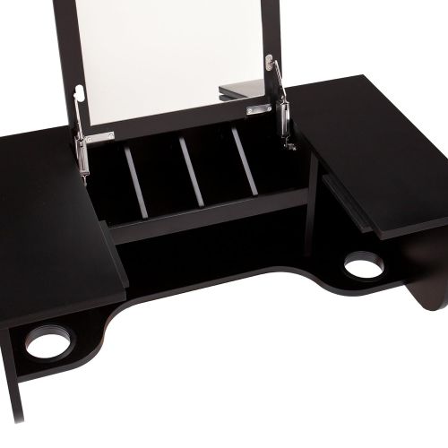  Southern Enterprises Wall Mount Shelf with Vanity Mirror, Black Finish