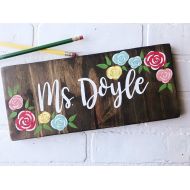 /SouthernBluebirdDay Teacher Name Sign, Custom Name Sign, Teacher Gift, Last Name Sign, painted Wood Sign, Classroom Sign, Classroom Decor, Wood Teacher Sign