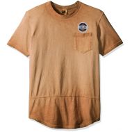 Southpole Mens Short Sleeve Surface Dyed Scallop Tee with Chest Pocket
