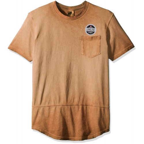  Southpole Mens Short Sleeve Surface Dyed Scallop Tee with Chest Pocket