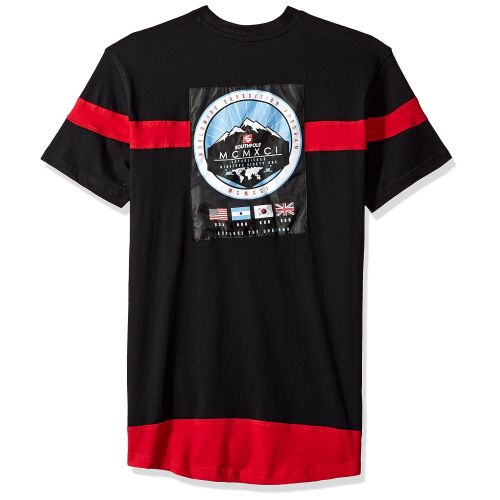  Southpole Mens Short Sleeve Tee with Colorblock and Nylon Patch