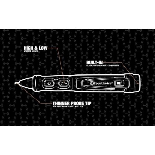  [아마존베스트]Southwire 40150N Advanced AC Non Contact Voltage Tester Pen, Dual Range 12-1000VAC/100-1000VAC, Non Contact Voltage Detector with LED Flashlight, 6 drop test rated, and IP67 waterp