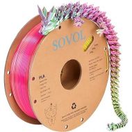 Sovol PLA Filament Silk Tri Color Co-Extrusion 1.75mm, 3D Printer Filament 1kg/ 2.2lbs, Shiny Silk Rose Blue Yellow 3 in 1 Coextrusion PLA Material +/-0.03mm