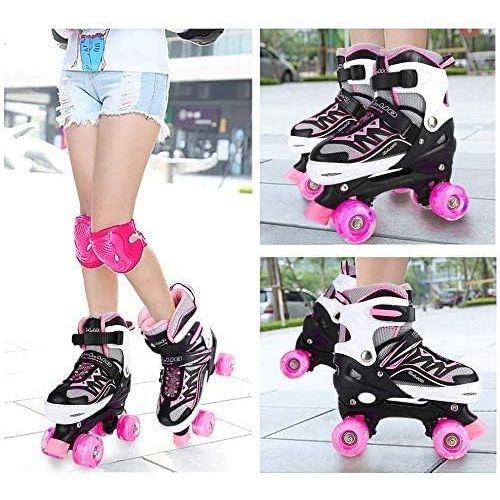  Otw-Cool Adjustable Roller Skates for Girls and Women, All 8 Wheels of Girls Skates Shine, Safe and Fun Illuminating for Kids